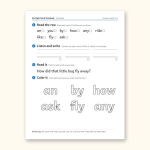 Sight Word Worksheets | 1st Grade Dolch Workbook for Ages 6-7 (Digital PDF): sample page 13 of 56
