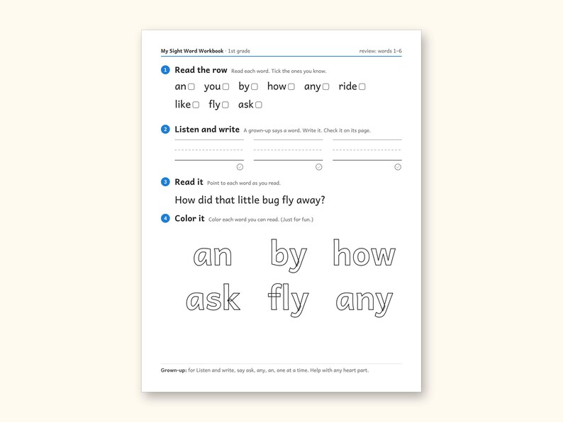Sight Word Worksheets | 1st Grade Dolch Workbook for Ages 6-7 (Digital PDF): sample page 13 of 56
