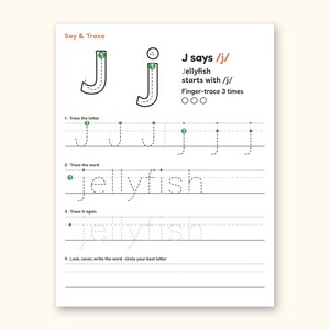 Animal Coloring Pages | ABC Letter Tracing for Kids Ages 5-6 (Digital PDF): sample page 25 of 64