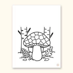 Mushroom Coloring Pages | ABC Letter Tracing for Kids Ages 2-5 (Digital PDF): sample page 36 of 55