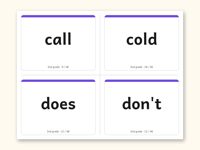 Sight Words | 2nd Grade Dolch Flashcards for Ages 7-8 (Digital PDF): sample page 11 of 30