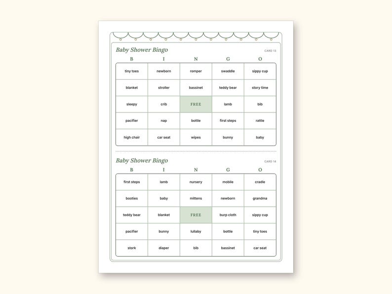 Baby Shower Games | Bingo Cards for Hosts (Digital PDF): sample page 9 of 21