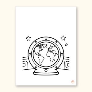 Space Coloring Pages | ABC Letter Tracing for Kids Ages 2-5 (Digital PDF): sample page 48 of 55