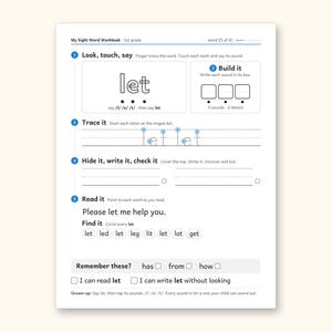 Sight Word Worksheets | 1st Grade Dolch Workbook for Ages 6-7 (Digital PDF): sample page 23 of 56