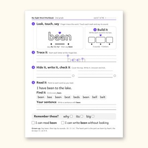 Sight Word Worksheets | 2nd Grade Dolch Workbook for Ages 7-8 (Digital PDF): sample page 14 of 62