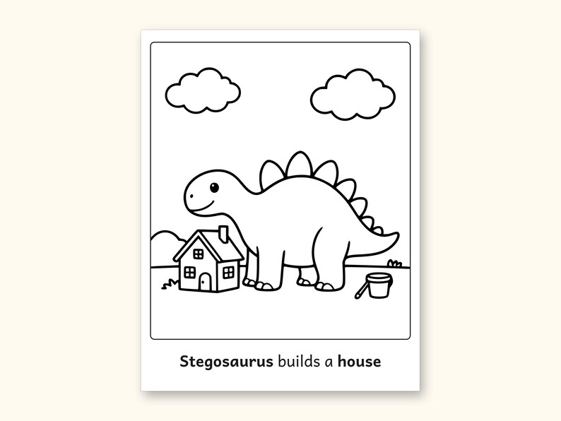 Dinosaur Coloring Pages | 50 Construction Pictures for Ages 3-6 (Digital PDF): sample page 52 of 53