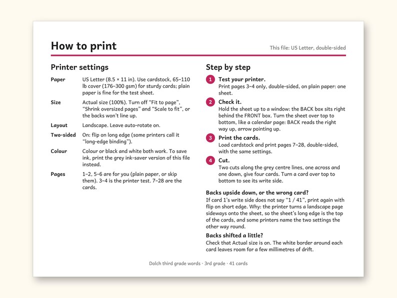 Sight Words | 3rd Grade Dolch Flashcards for Ages 8-9 (Digital PDF): sample page 2 of 28