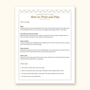 Engagement Party Games | Couple Quiz Bingo Cards for Hosts (Digital PDF): sample page 2 of 21