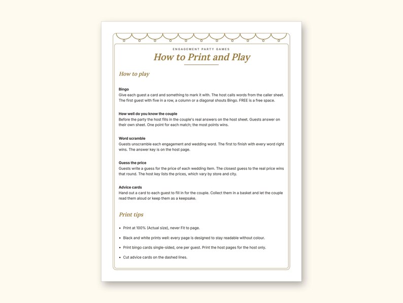 Engagement Party Games | Couple Quiz Bingo Cards for Hosts (Digital PDF): sample page 2 of 21