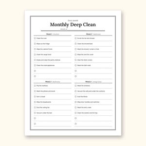 Cleaning Schedule | Daily Checklist and Weekly Room Grid (PDF + Excel): sample page 19 of 20