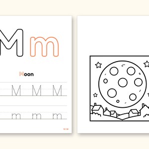 Space Coloring Pages | ABC Letter Tracing for Kids Ages 2-5 (Digital PDF): pages 27 and 28 side by side
