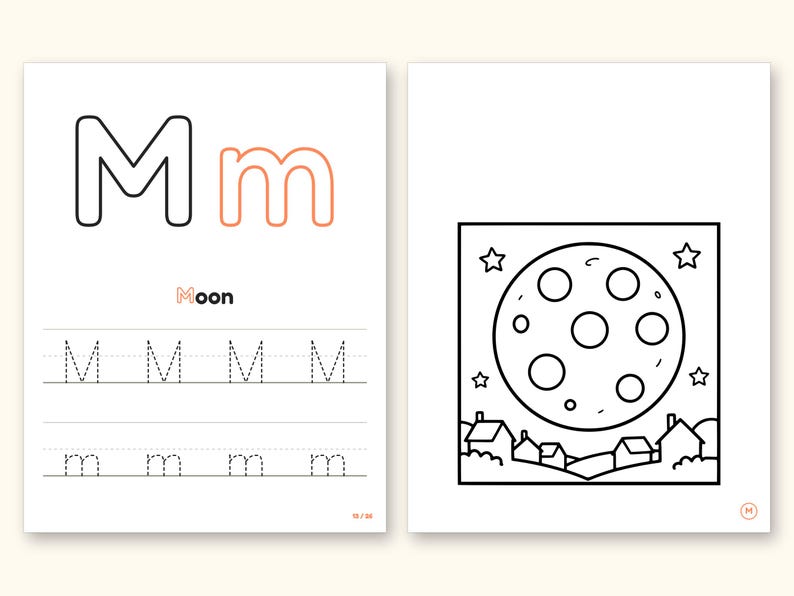 Space Coloring Pages | ABC Letter Tracing for Kids Ages 2-5 (Digital PDF): pages 27 and 28 side by side