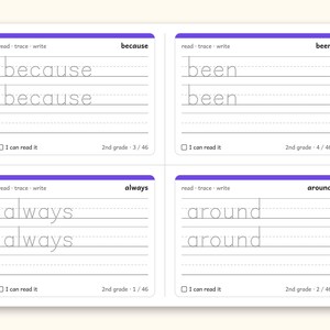 Sight Words | 2nd Grade Dolch Flashcards for Ages 7-8 (Digital PDF): sample page 8 of 30
