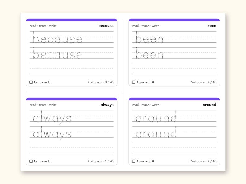 Sight Words | 2nd Grade Dolch Flashcards for Ages 7-8 (Digital PDF): sample page 8 of 30
