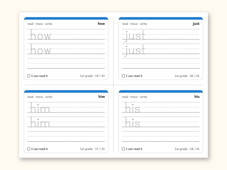 Sight Words | 1st Grade Dolch Flashcards for Ages 6-7 (Digital PDF): sample page 16 of 28