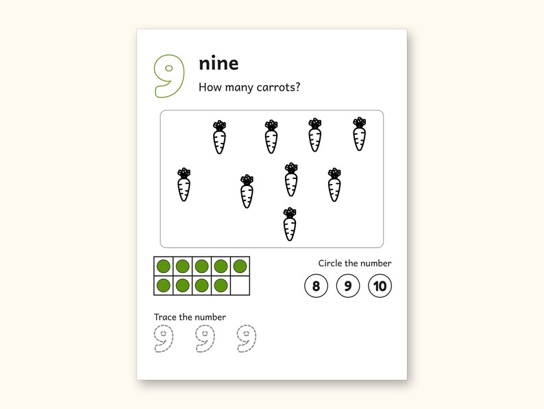 Counting Worksheets | Farm Ten Frame Mats for Preschool Ages 3-5 (Digital PDF): sample page 9 of 10