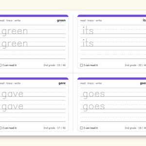 Sight Words | 2nd Grade Dolch Flashcards for Ages 7-8 (Digital PDF): sample page 16 of 30
