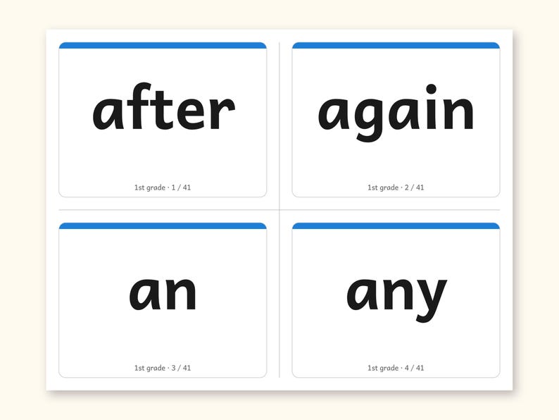 Sight Words | 1st Grade Dolch Flashcards for Ages 6-7 (Digital PDF): Preview 1: read sides