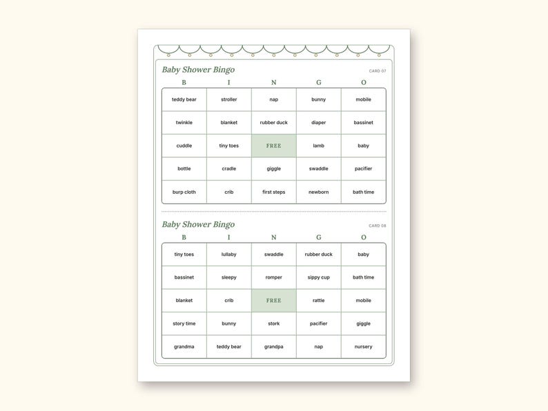 Baby Shower Games | Bingo Cards for Hosts (Digital PDF): sample page 6 of 21