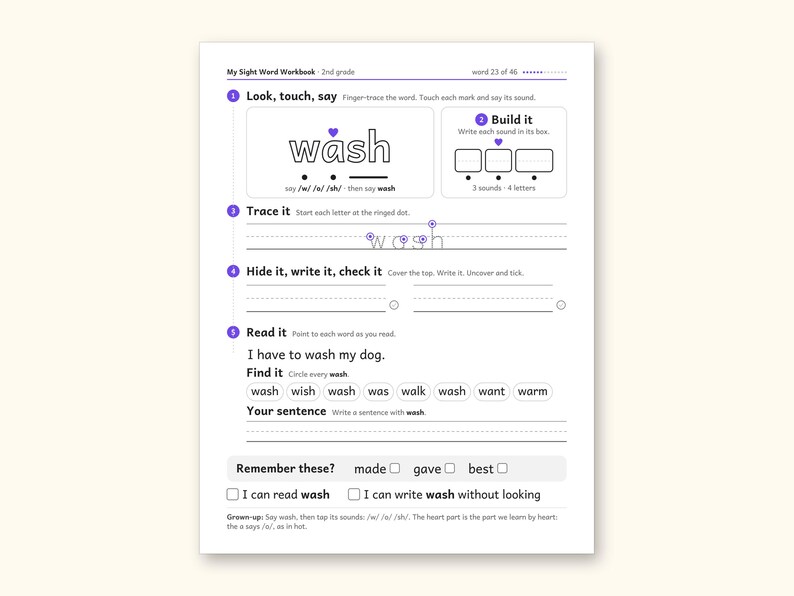 Sight Word Worksheets | 2nd Grade Dolch Workbook for Ages 7-8 (Digital PDF): sample page 32 of 62