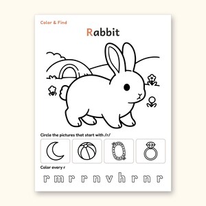 Animal Coloring Pages | ABC Letter Tracing for Kids Ages 5-6 (Digital PDF): sample page 44 of 64
