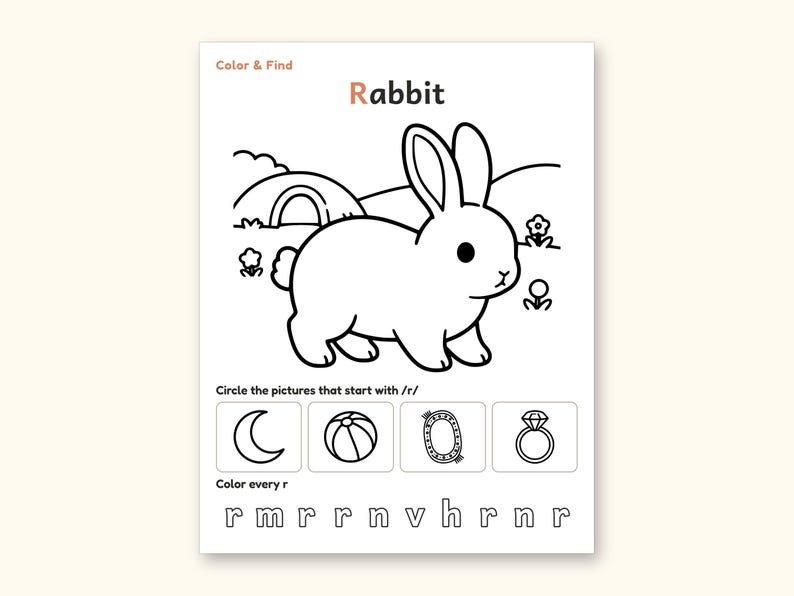 Animal Coloring Pages | ABC Letter Tracing for Kids Ages 5-6 (Digital PDF): sample page 44 of 64