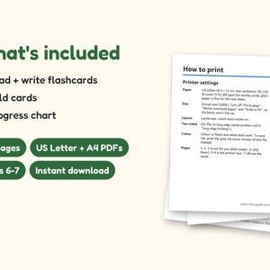 Sight Words | 1st Grade Dolch Flashcards for Ages 6-7 (Digital PDF): what's included -- 28 pages, US Letter + A4 PDFs, Ages 6-7, Instant download