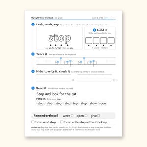 Sight Word Worksheets | 1st Grade Dolch Workbook for Ages 6-7 (Digital PDF): sample page 35 of 56