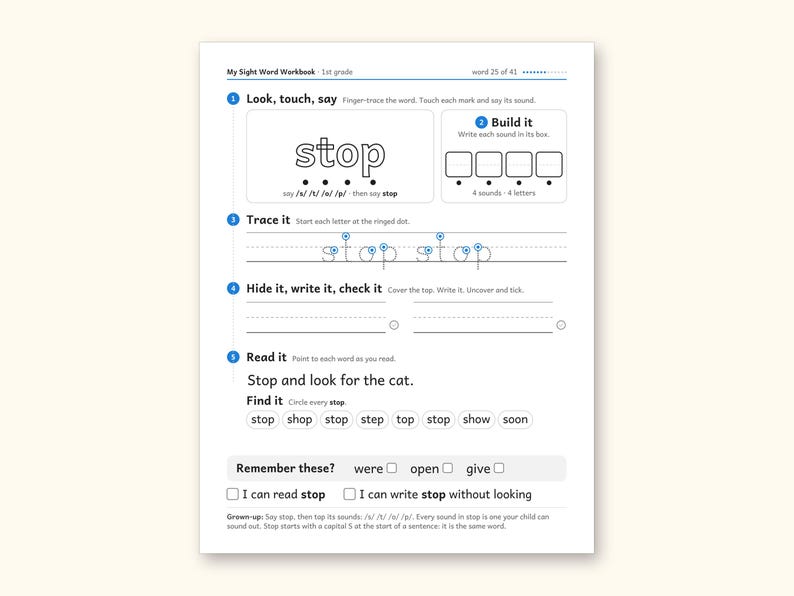 Sight Word Worksheets | 1st Grade Dolch Workbook for Ages 6-7 (Digital PDF): sample page 35 of 56