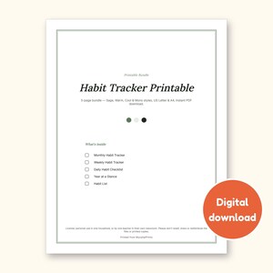 Habit Tracker | Undated Monthly and Weekly Grids for Home Use (Digital PDF): cover of the printable PDF, a digital download