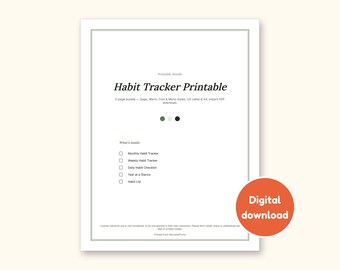Gewohnheitstracker | Undatierte Monats- und Wochenübersichten für den Heimgebrauch (Digitales PDF)