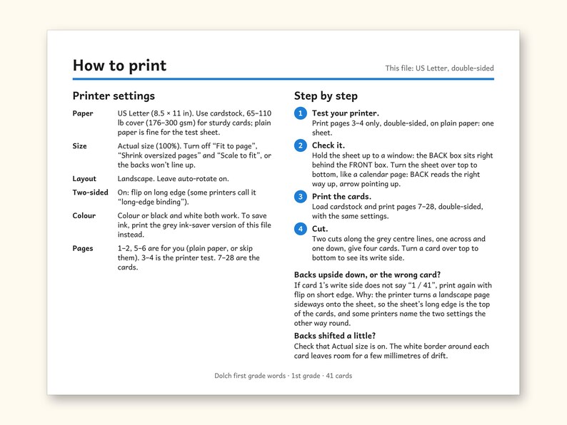 Sight Words | 1st Grade Dolch Flashcards for Ages 6-7 (Digital PDF): sample page 2 of 28