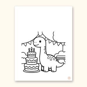 Dinosaur Party ABC Coloring Book | Letter Tracing for Toddlers (Digital PDF): sample page 6 of 55