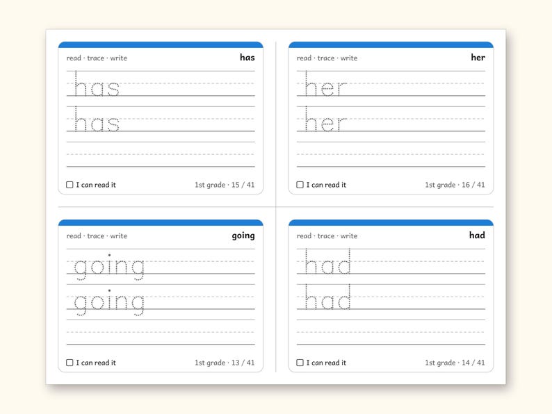 Sight Words | 1st Grade Dolch Flashcards for Ages 6-7 (Digital PDF): sample page 14 of 28