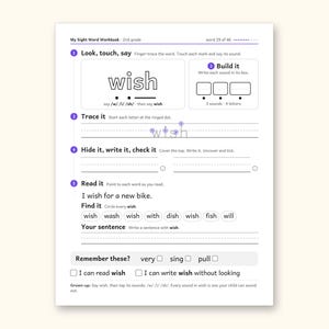 Sight Word Worksheets | 2nd Grade Dolch Workbook for Ages 7-8 (Digital PDF): sample page 39 of 62