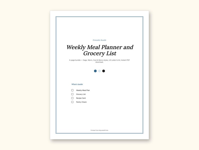 Meal Planner | Grocery List for Home Cooks (PDF + Excel): sample page 11 of 20