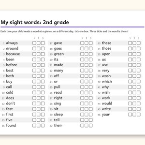 Sight Words | 2nd Grade Dolch Flashcards for Ages 7-8 (Digital PDF): sample page 6 of 30