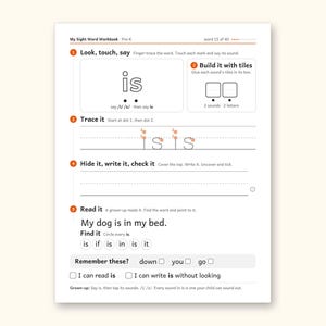 Sight Word Worksheets | Pre-K Dolch Workbook for Ages 4-5 (Digital PDF): sample page 23 of 58