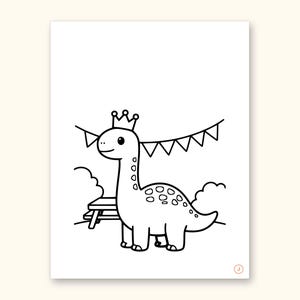 Dinosaur Party ABC Coloring Book | Letter Tracing for Toddlers (Digital PDF): sample page 22 of 55