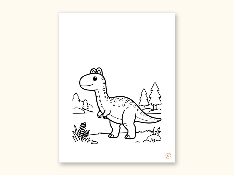 Dinosaur Coloring Pages | Detailed Scenes ABC Tracing for Ages 4-8 (Digital PDF): sample page 10 of 55