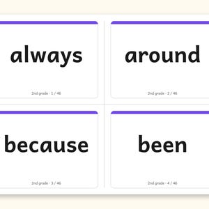 Sight Words | 2nd Grade Dolch Flashcards for Ages 7-8 (Digital PDF): Preview 1: read sides
