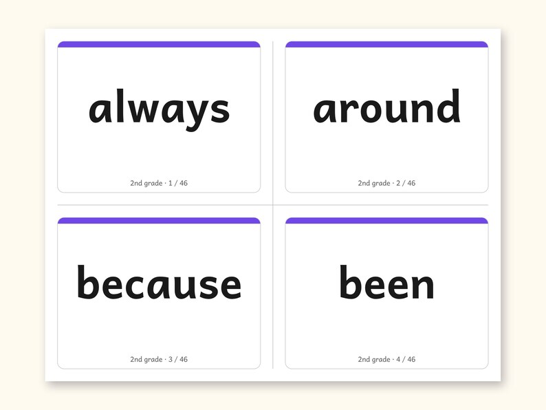 Sight Words | 2nd Grade Dolch Flashcards for Ages 7-8 (Digital PDF): Preview 1: read sides