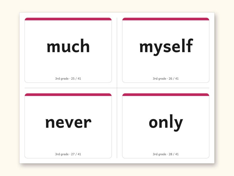 Sight Words | 3rd Grade Dolch Flashcards for Ages 8-9 (Digital PDF): sample page 19 of 28