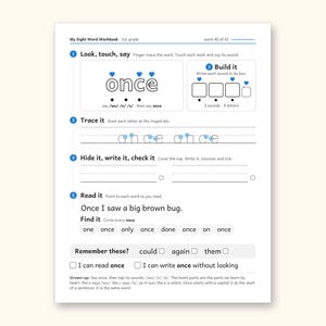 Sight Word Worksheets | 1st Grade Dolch Workbook for Ages 6-7 (Digital PDF): sample page 52 of 56