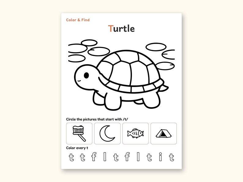 Animal Coloring Pages | ABC Letter Tracing for Kids Ages 5-6 (Digital PDF): sample page 48 of 64