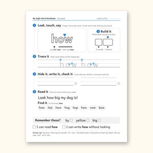 Sight Word Worksheets | 1st Grade Dolch Workbook for Ages 6-7 (Digital PDF): sample page 9 of 56