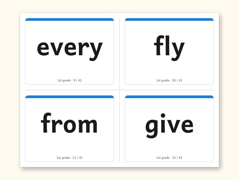 Sight Words | 1st Grade Dolch Flashcards for Ages 6-7 (Digital PDF): sample page 11 of 28