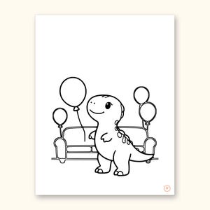 Dinosaur Party ABC Coloring Book | Letter Tracing for Toddlers (Digital PDF): sample page 46 of 55