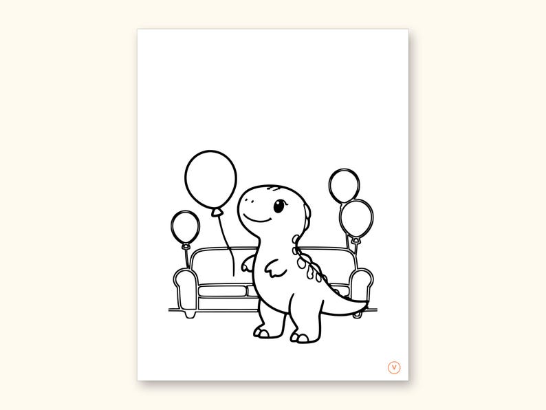 Dinosaur Party ABC Coloring Book | Letter Tracing for Toddlers (Digital PDF): sample page 46 of 55