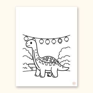Dinosaur Party ABC Coloring Book | Letter Tracing for Toddlers (Digital PDF): sample page 10 of 55